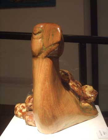sculpture sur racine représentant une tortue